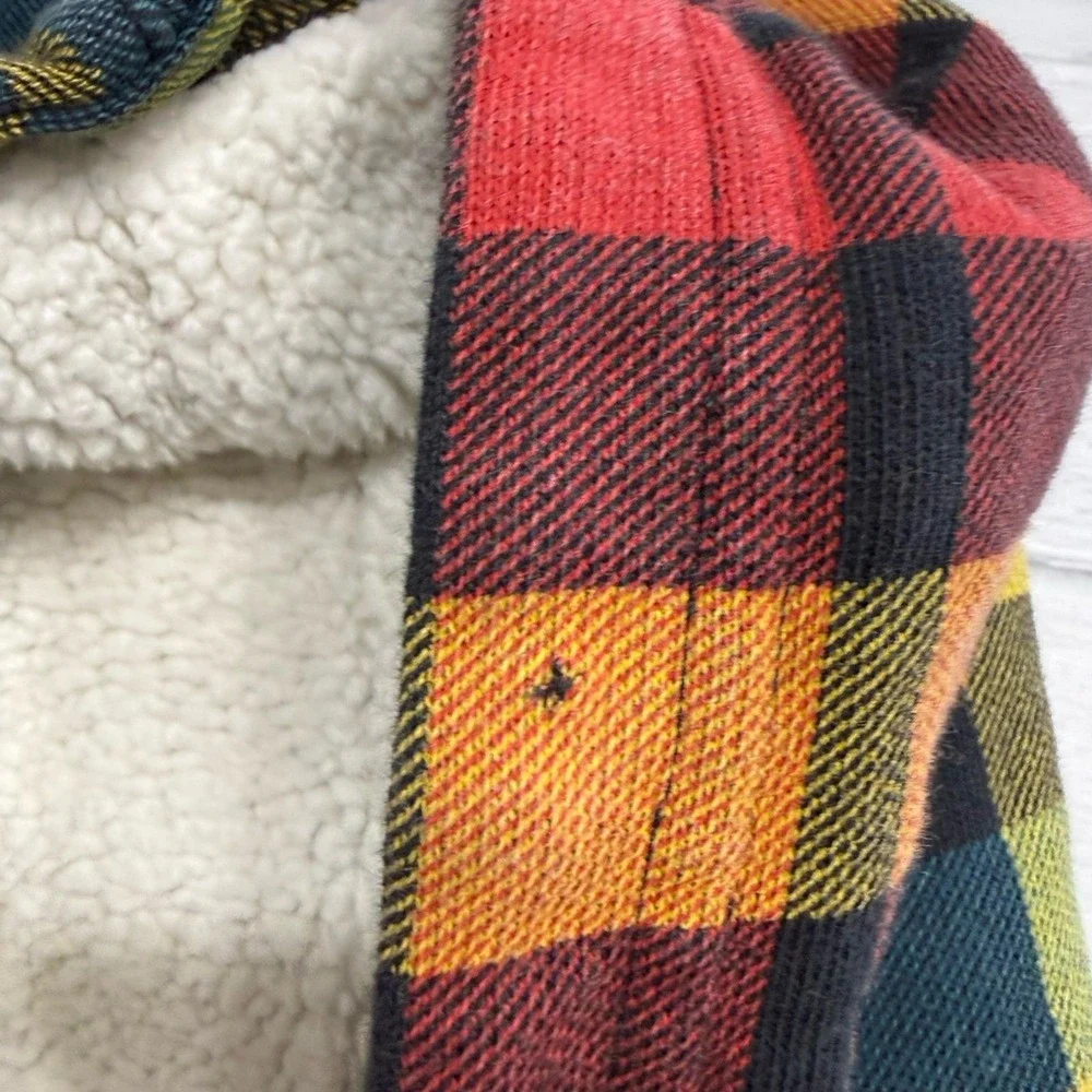 Hanna Andersson baby colorful plaid Sherpa lined zip up sweatshirt 70 6-12 month